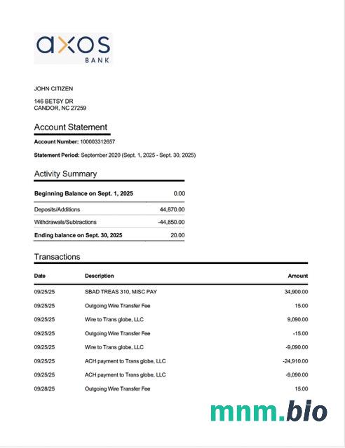 USA APCI Federal Credit Union statement of konto szablon Worda i PDF